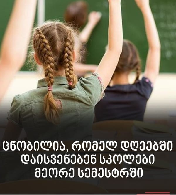 მეორე სემესტრში სკოლები და საბავშვო ბაღები 18 დღეს დაისვენებენ - დეტალები